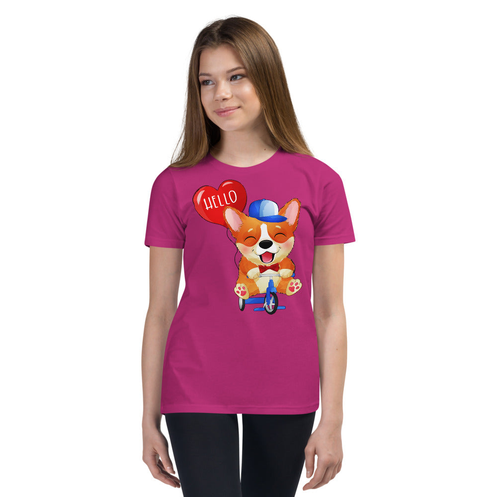 Happy Corgi Dog Riding Bicycle, T-shirts, No. 0057