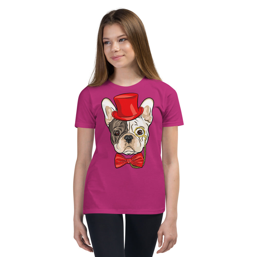 Gentleman French Bulldog Wears Red Hat, T-shirts, No. 0523