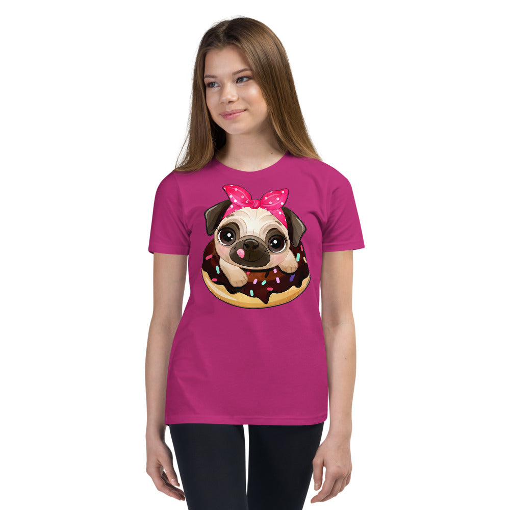 Funny Pug Dog Inside Donut, T-shirts, No. 0437