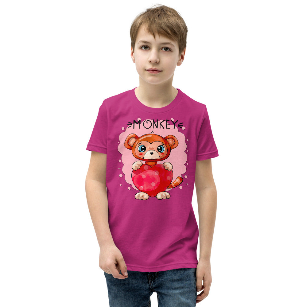 Funny Monkey with Heart, T-shirts, No. 0433