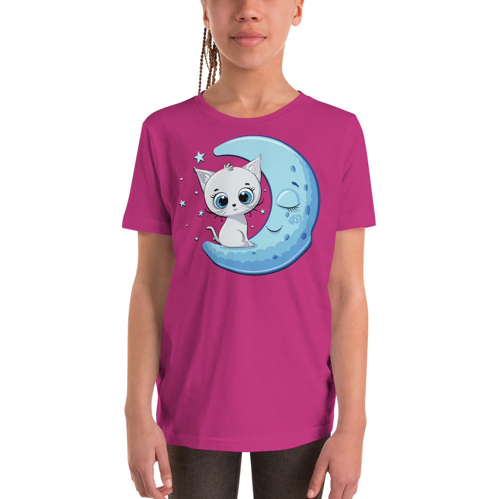 Funny Baby Cat Sitting on Moon T-shirt, No. 0245