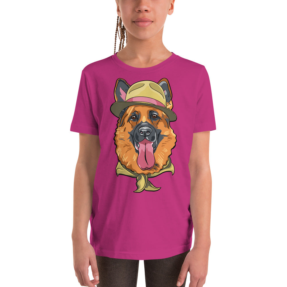 Cute German Shepherd Dog with Hat T-shirt, No. 0202