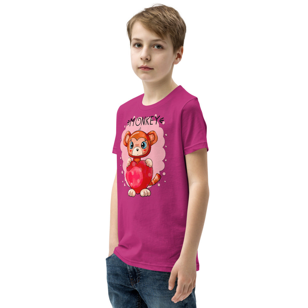 Funny Monkey with Heart, T-shirts, No. 0433