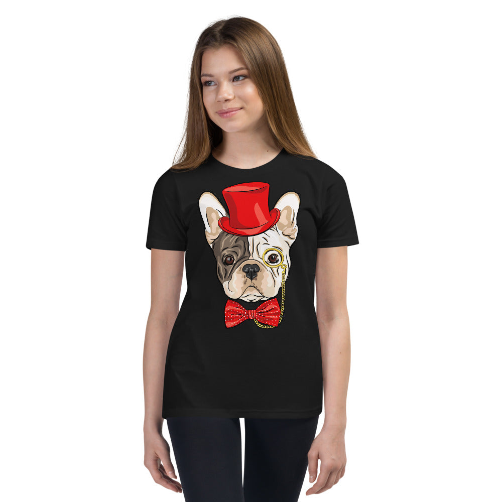 Gentleman French Bulldog Wears Red Hat, T-shirts, No. 0523