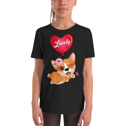 Corgi Dog Flying with Balloon T-shirt, No. 0054