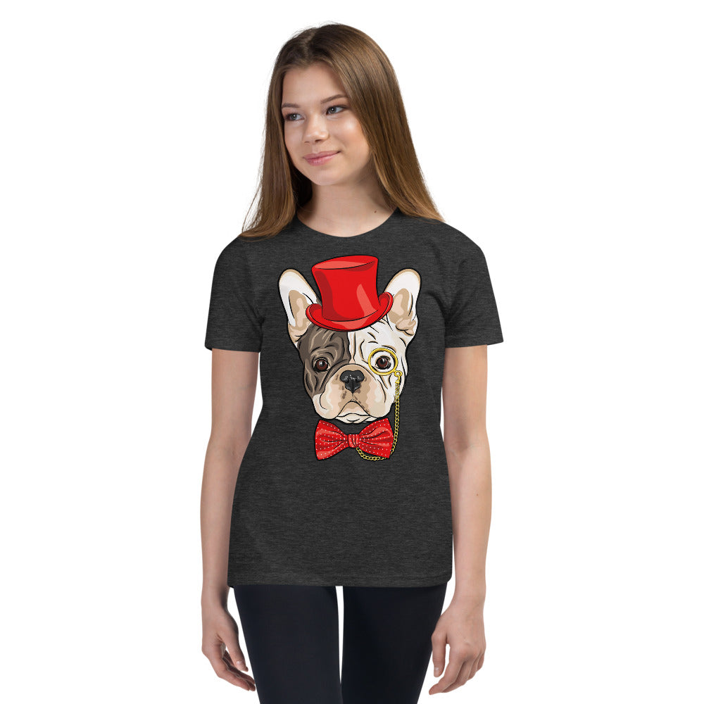 Gentleman French Bulldog Wears Red Hat, T-shirts, No. 0523