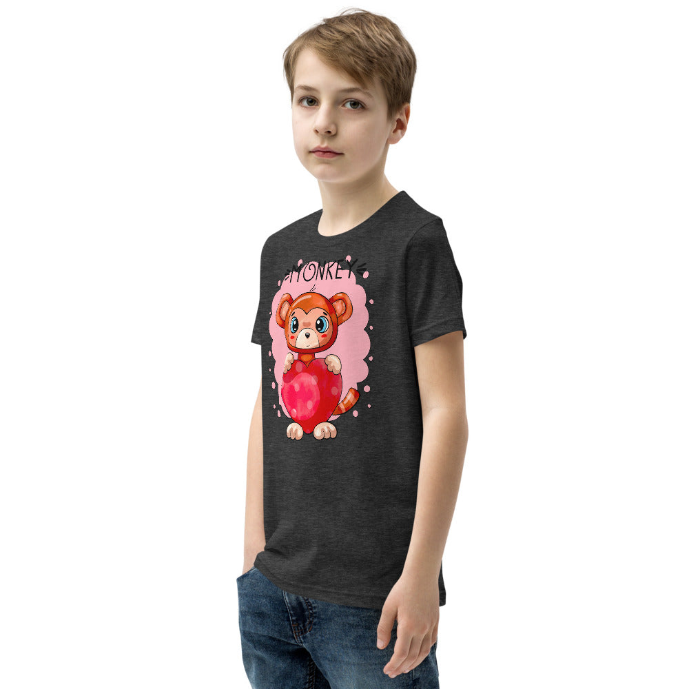 Funny Monkey with Heart, T-shirts, No. 0433