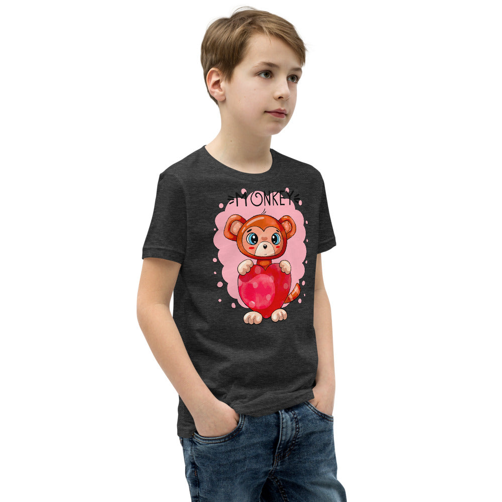 Funny Monkey with Heart, T-shirts, No. 0433