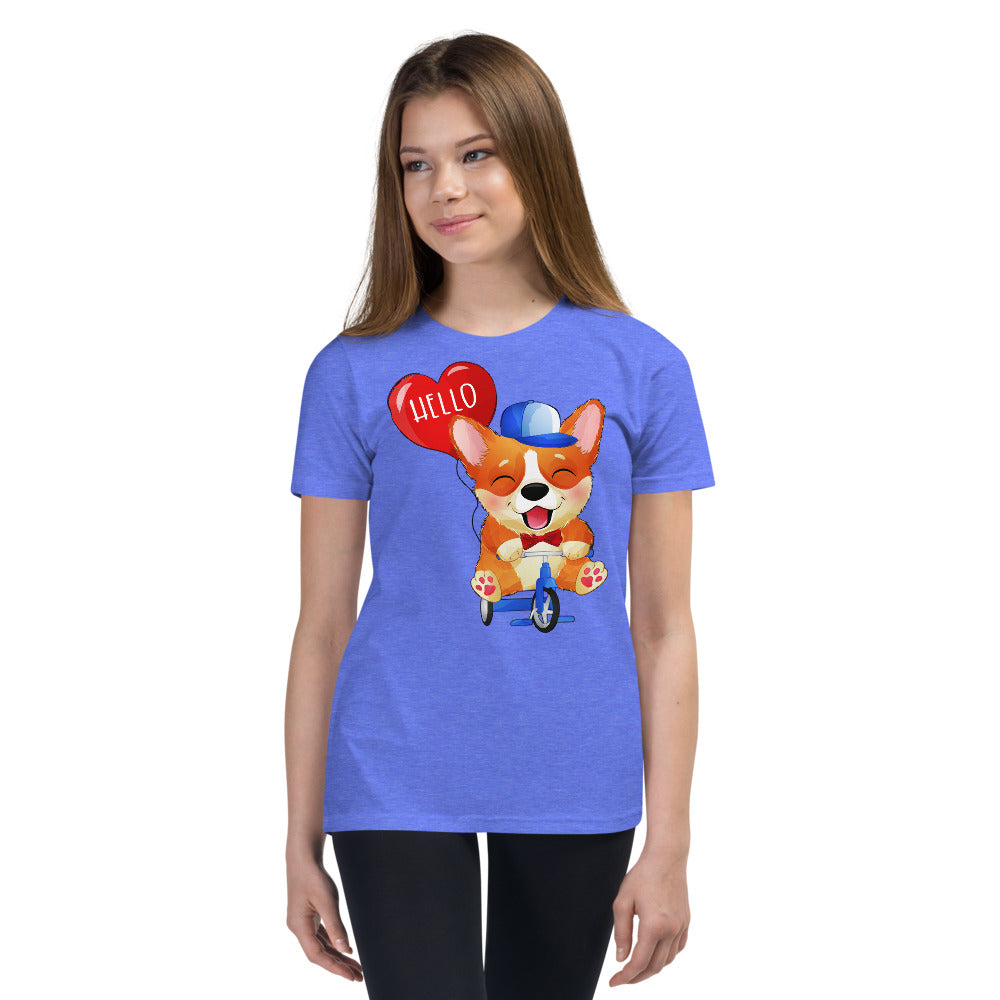 Happy Corgi Dog Riding Bicycle, T-shirts, No. 0057