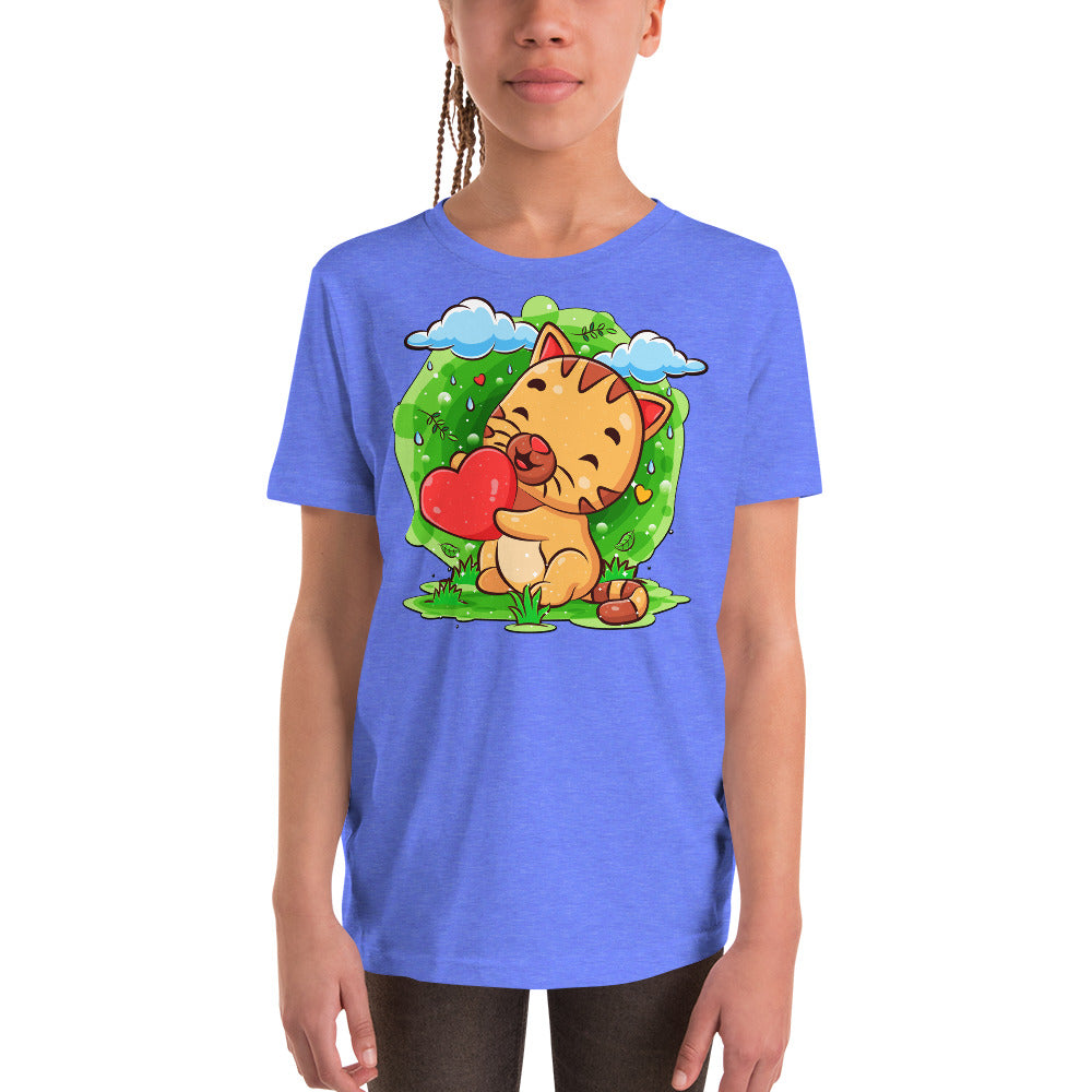 Happy Baby Cat Holding Heart, T-shirts, No. 0528