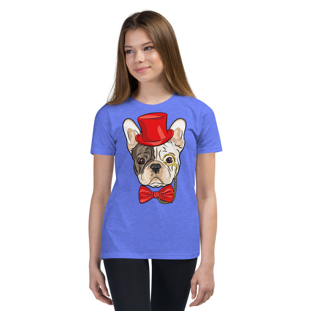 Gentleman French Bulldog Wears Red Hat, T-shirts, No. 0523