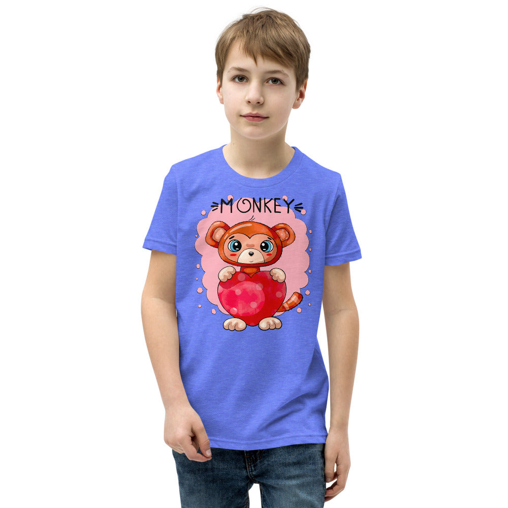 Funny Monkey with Heart, T-shirts, No. 0433