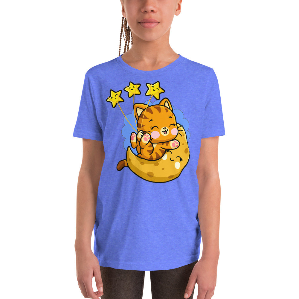 Funny Cat Playing on the Moon, T-shirts, No. 0401