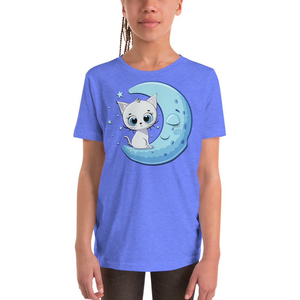 Funny Baby Cat Sitting on Moon T-shirt, No. 0245