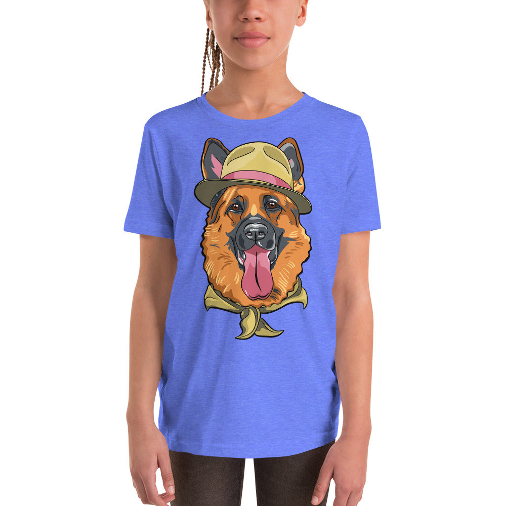 Cute German Shepherd Dog with Hat T-shirt, No. 0202