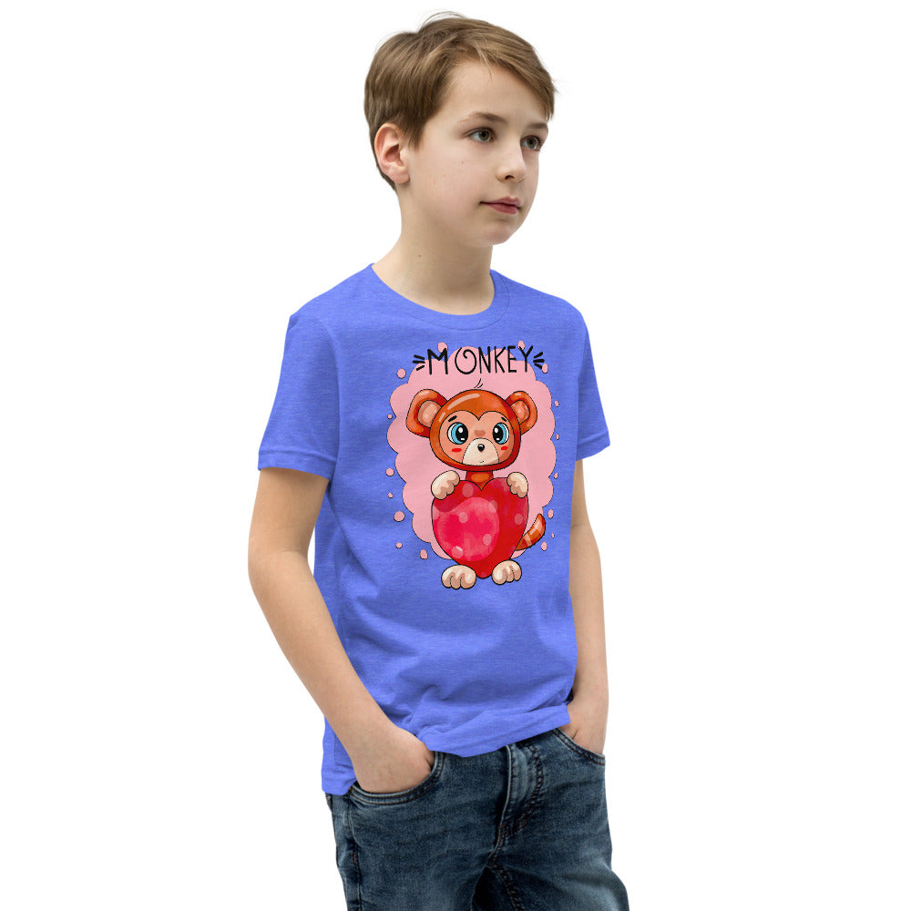 Funny Monkey with Heart, T-shirts, No. 0433