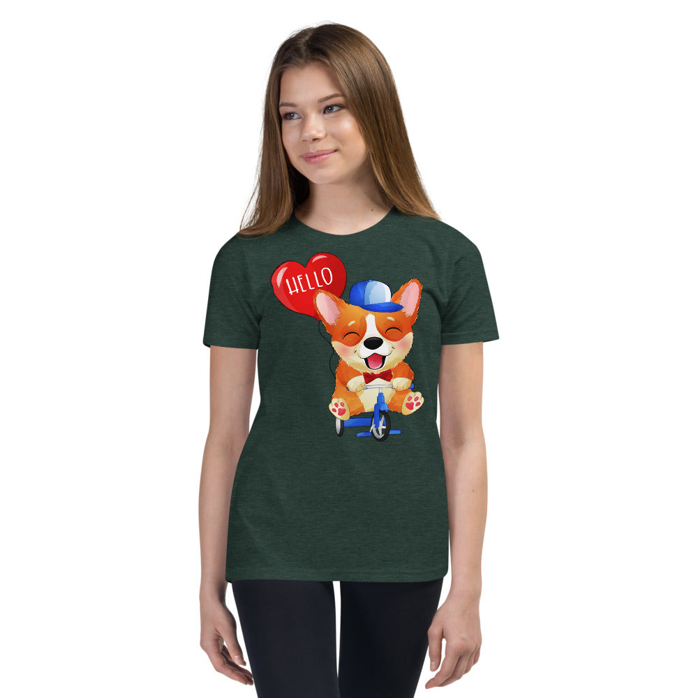 Happy Corgi Dog Riding Bicycle, T-shirts, No. 0057