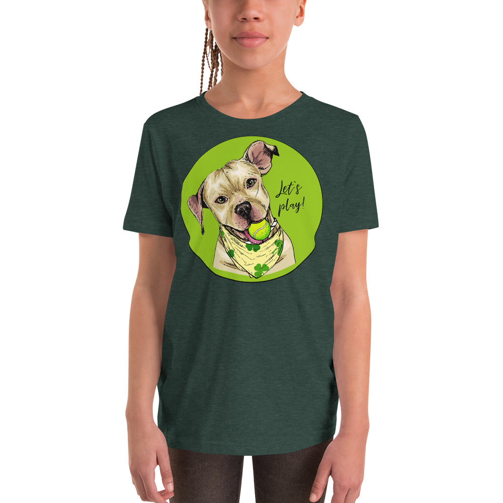 Funny American Pit Bull Terrier Dog with Tennis Ball T-shirt, No. 0558