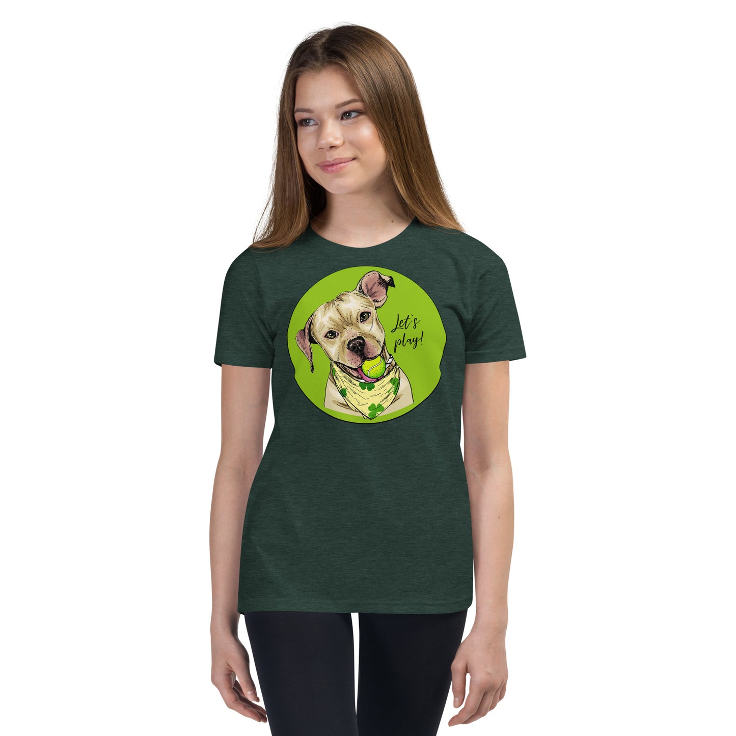 Funny American Pit Bull Terrier Dog with Tennis Ball T-shirt, No. 0558