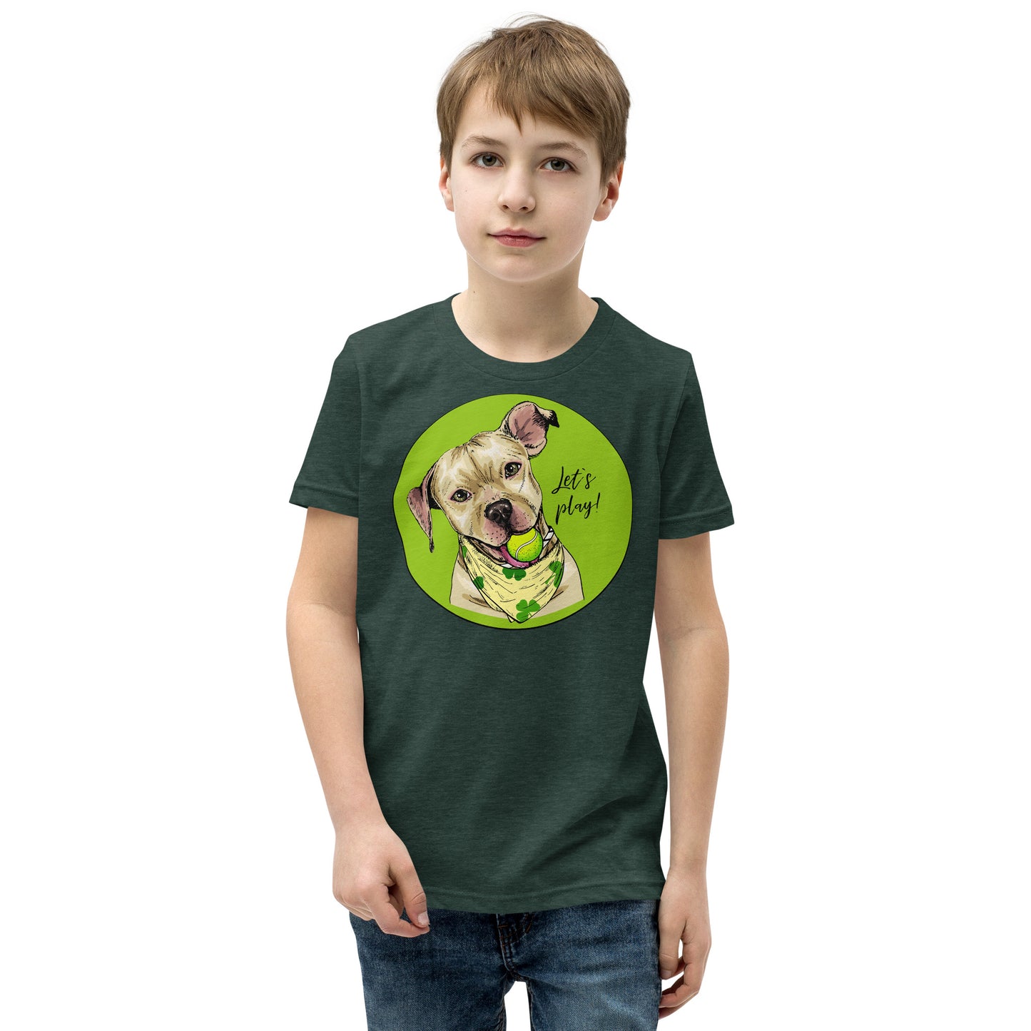 Funny American Pit Bull Terrier Dog with Tennis Ball T-shirt, No. 0558