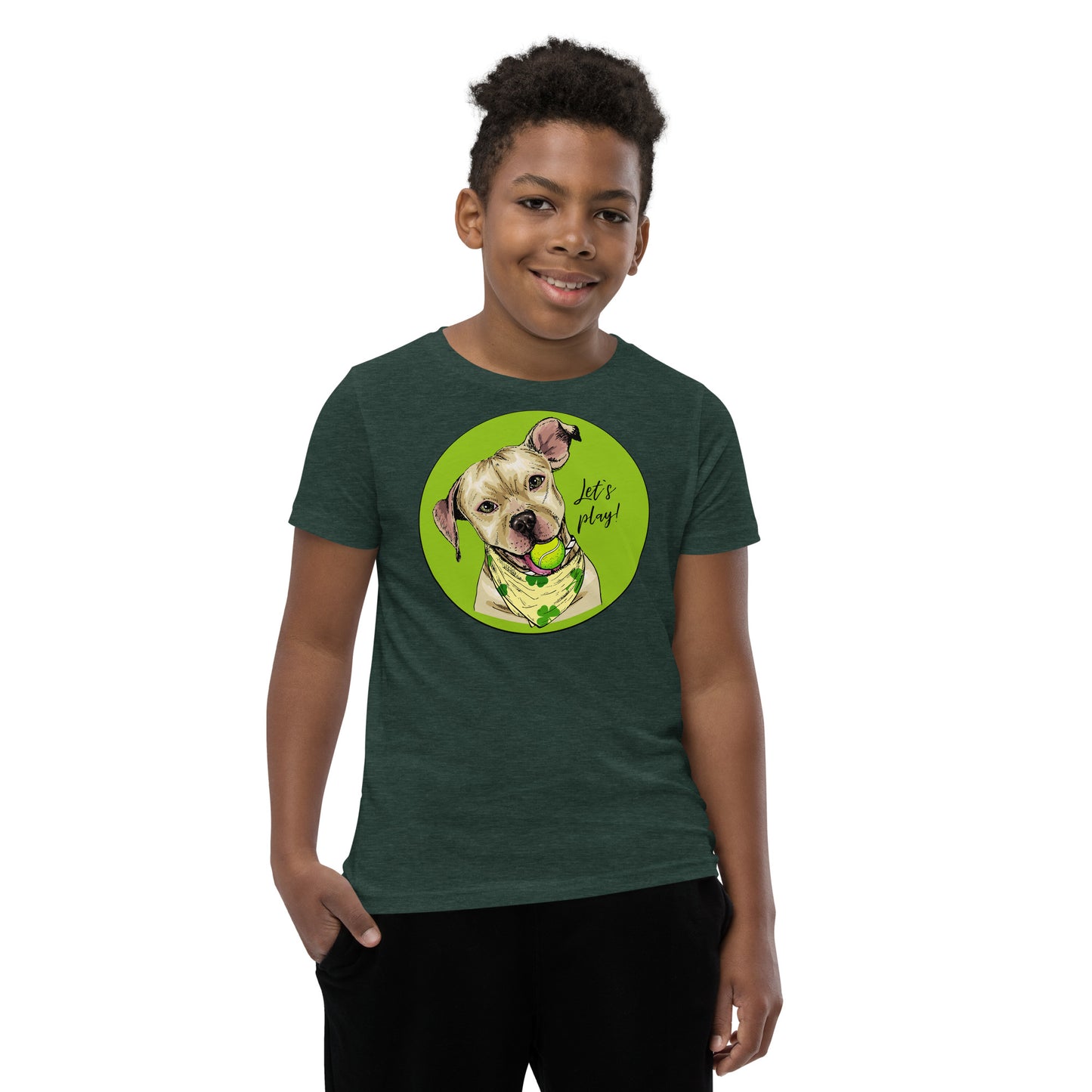 Funny American Pit Bull Terrier Dog with Tennis Ball T-shirt, No. 0558