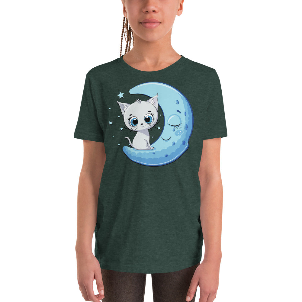 Funny Baby Cat Sitting on Moon T-shirt, No. 0245