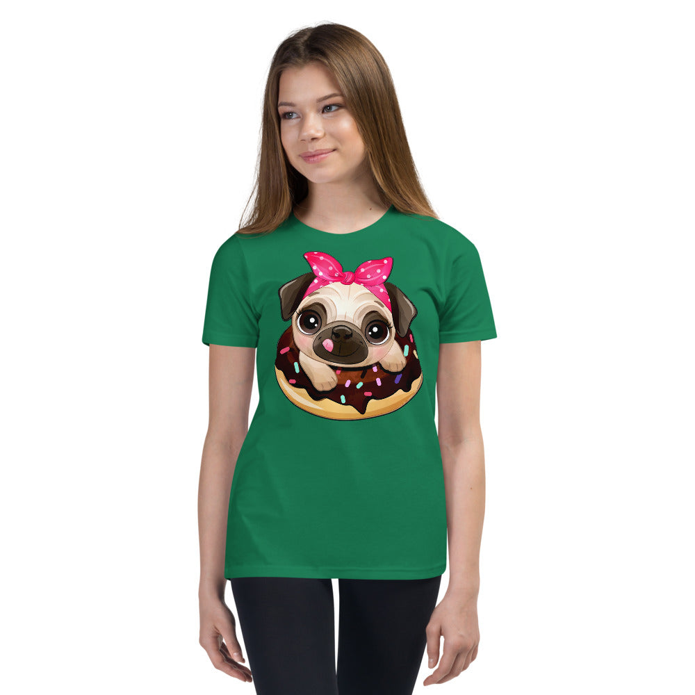 Funny Pug Dog Inside Donut, T-shirts, No. 0437