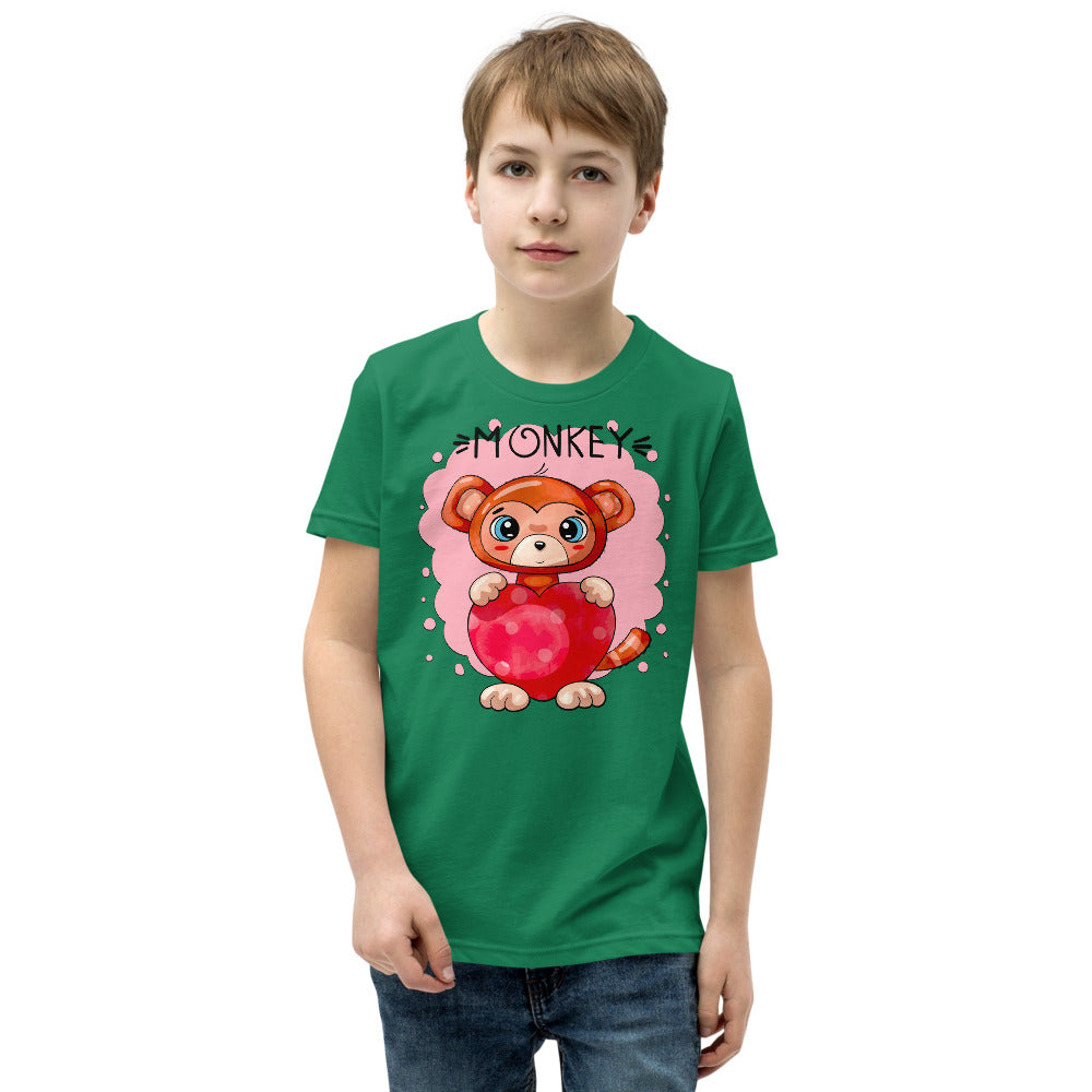 Funny Monkey with Heart, T-shirts, No. 0433