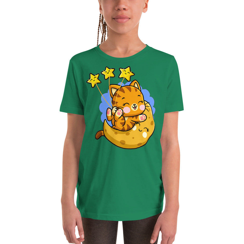 Funny Cat Playing on the Moon, T-shirts, No. 0401