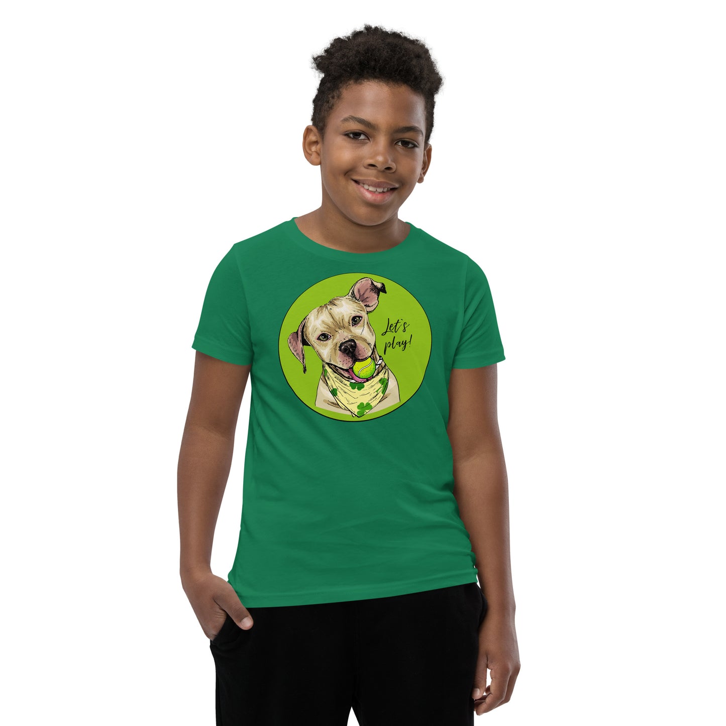 Funny American Pit Bull Terrier Dog with Tennis Ball T-shirt, No. 0558