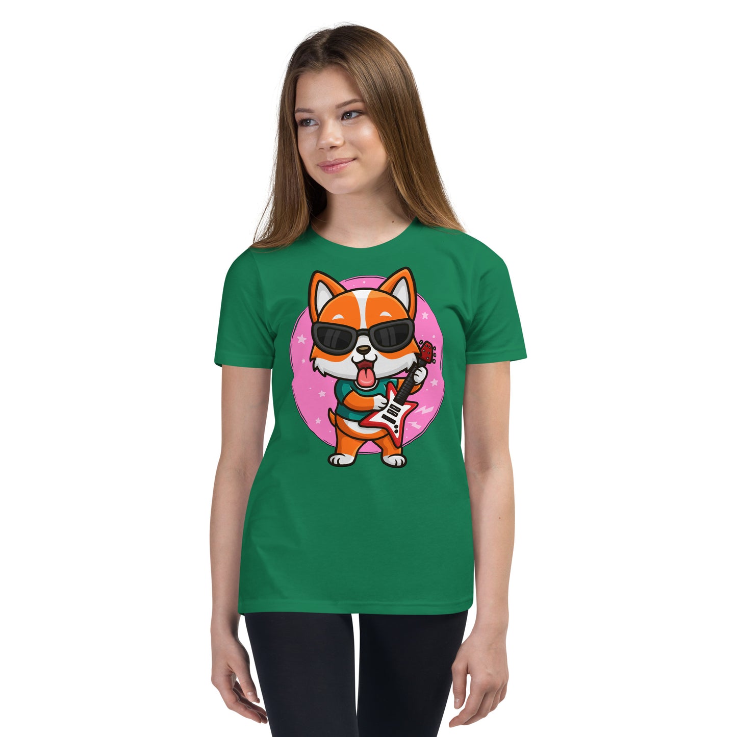 Cute Corgi Dog Playing Guitar T-shirt, No. 0288