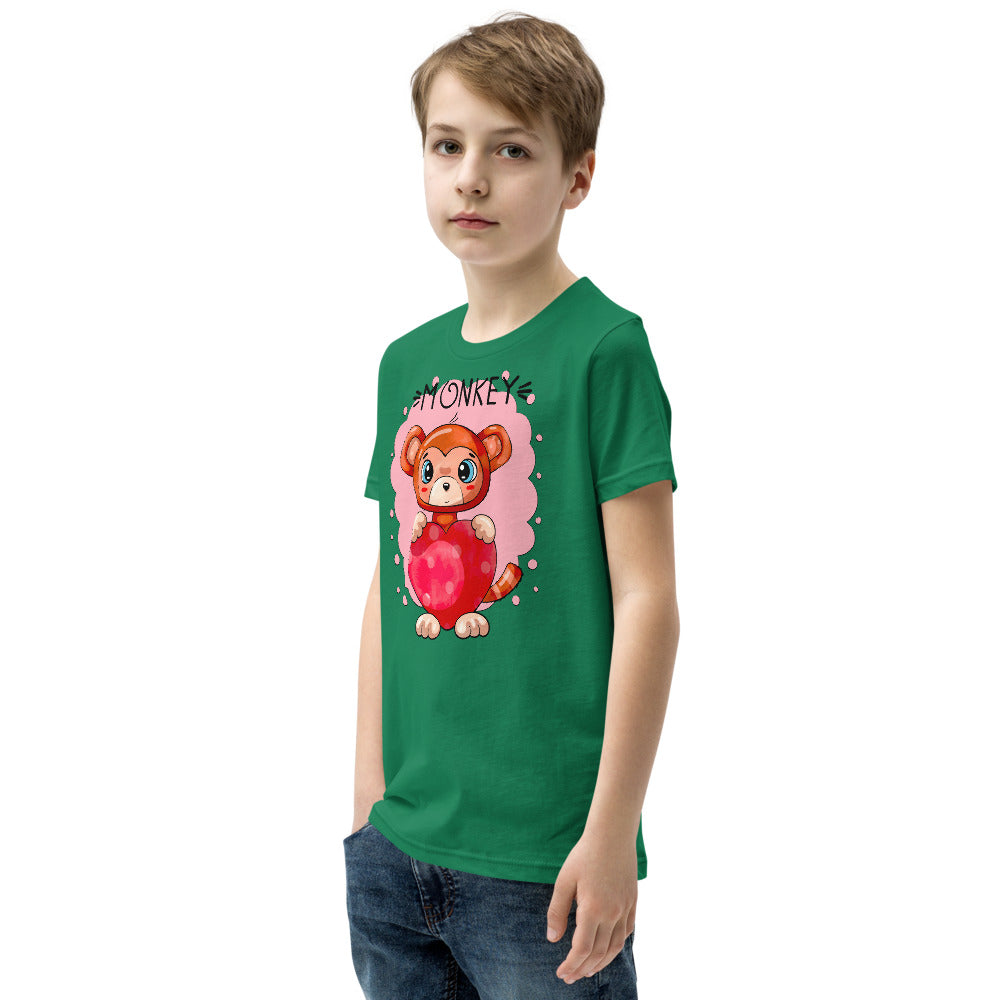 Funny Monkey with Heart, T-shirts, No. 0433