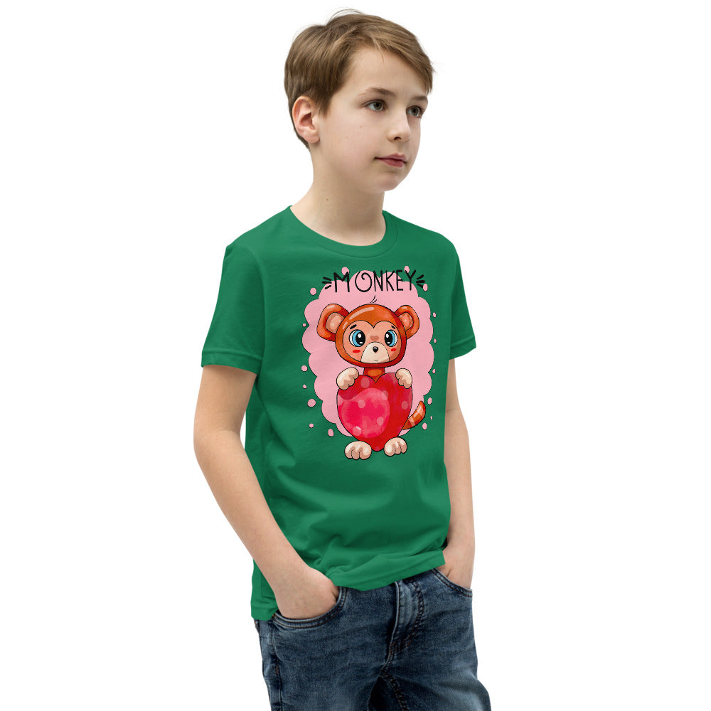 Funny Monkey with Heart, T-shirts, No. 0433