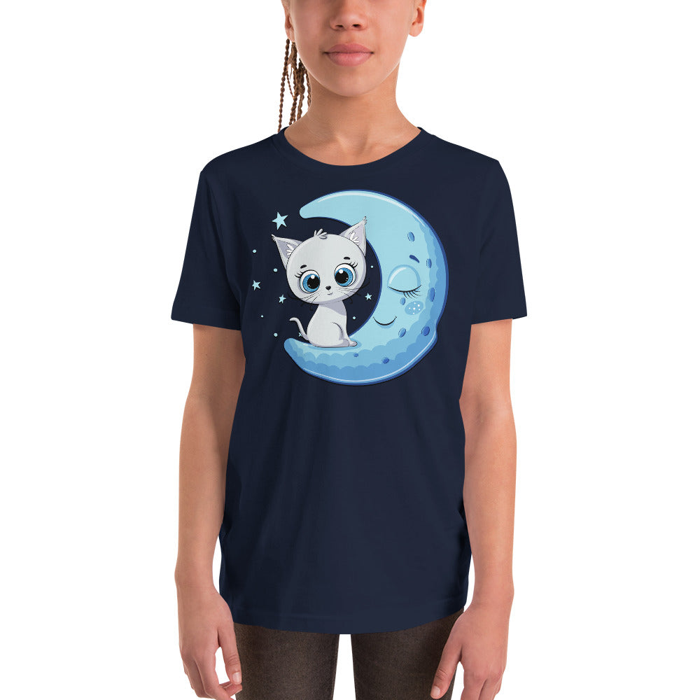 Funny Baby Cat Sitting on Moon T-shirt, No. 0245