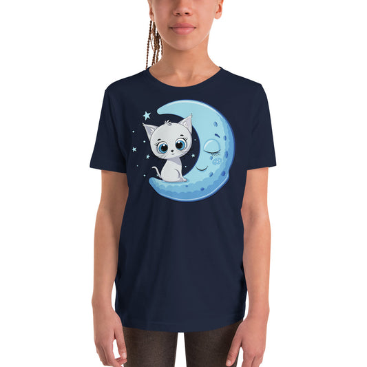 Funny Baby Cat Sitting on Moon T-shirt, No. 0245
