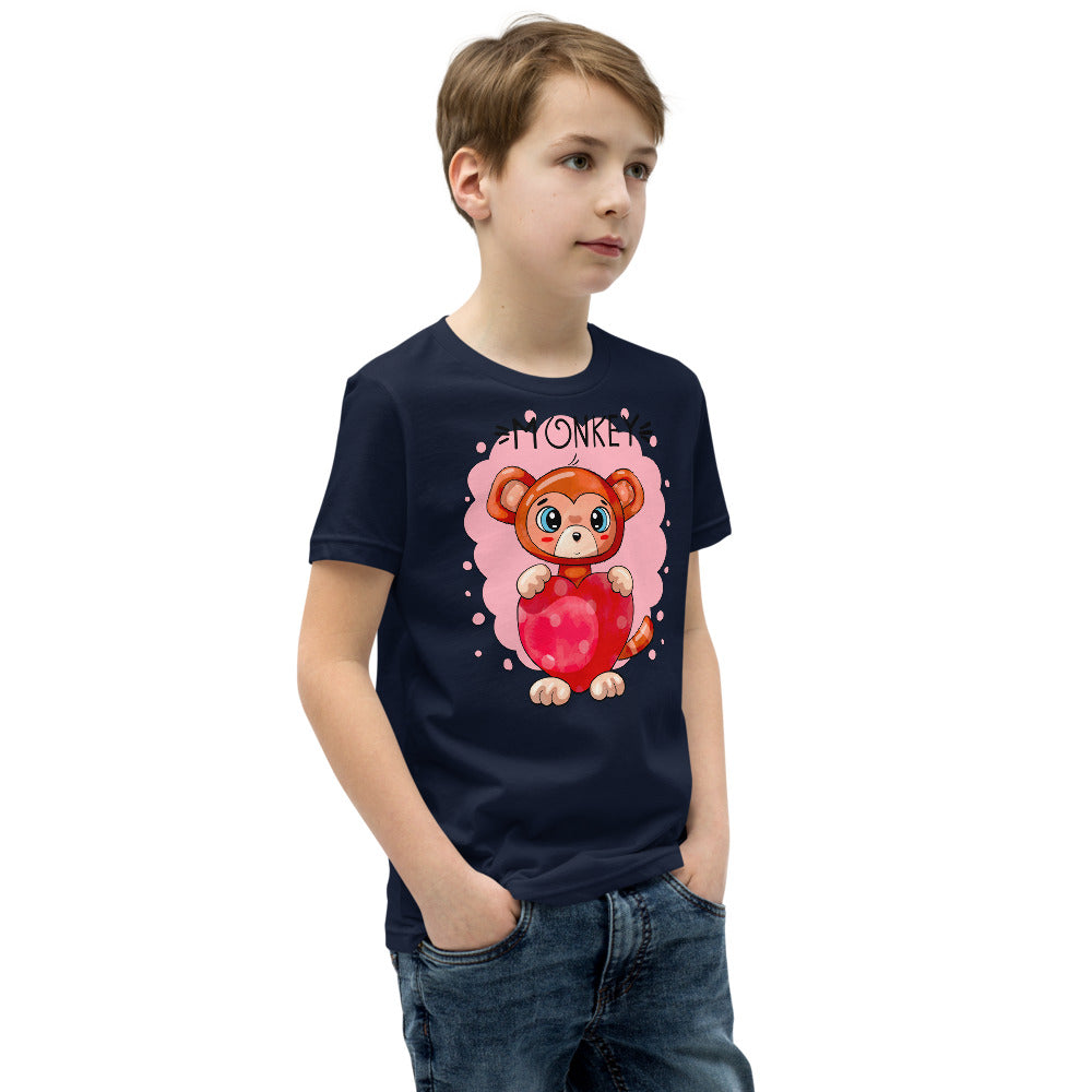 Funny Monkey with Heart, T-shirts, No. 0433