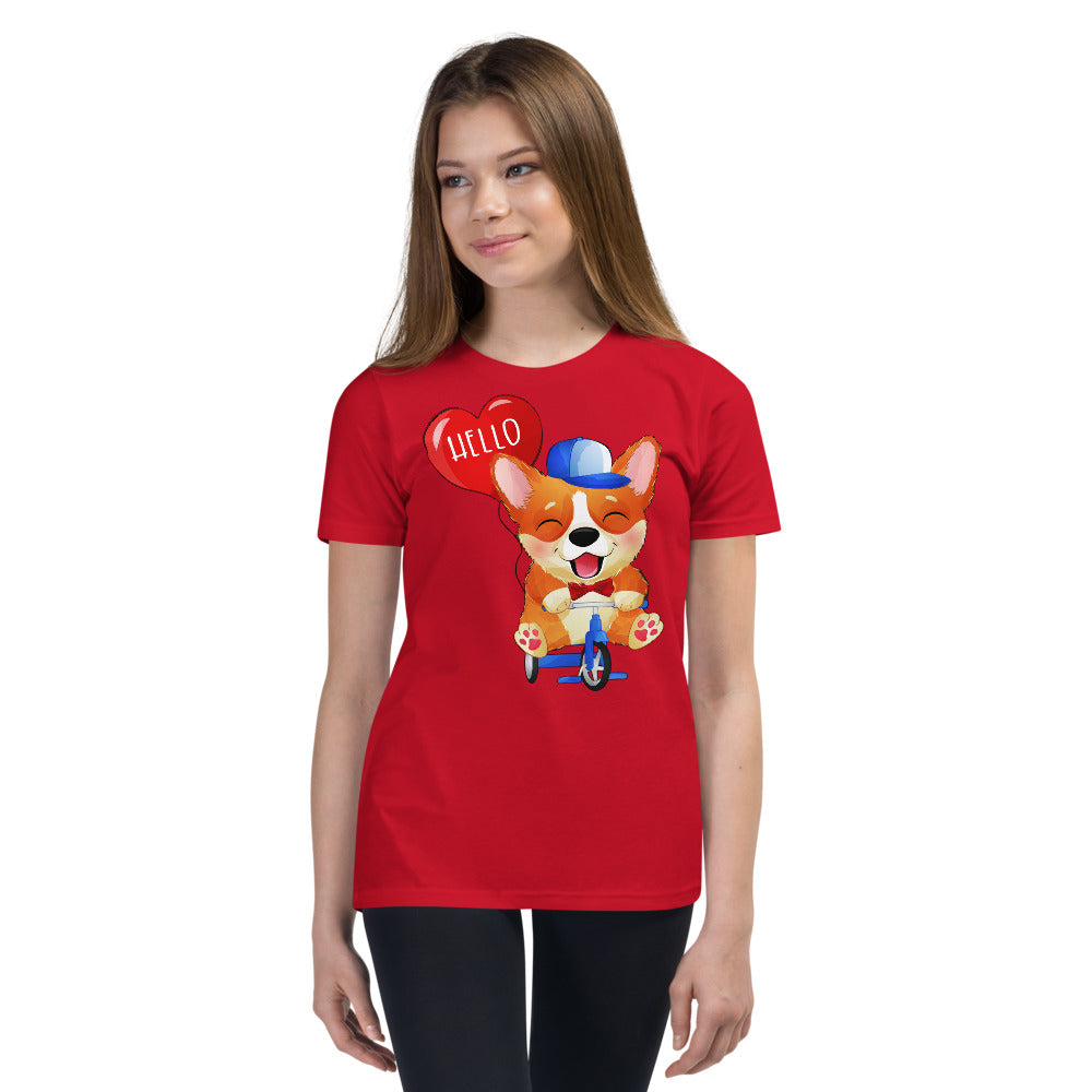 Happy Corgi Dog Riding Bicycle, T-shirts, No. 0057