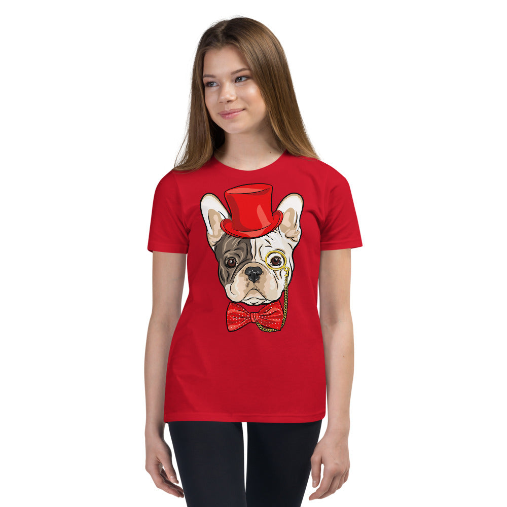 Gentleman French Bulldog Wears Red Hat, T-shirts, No. 0523