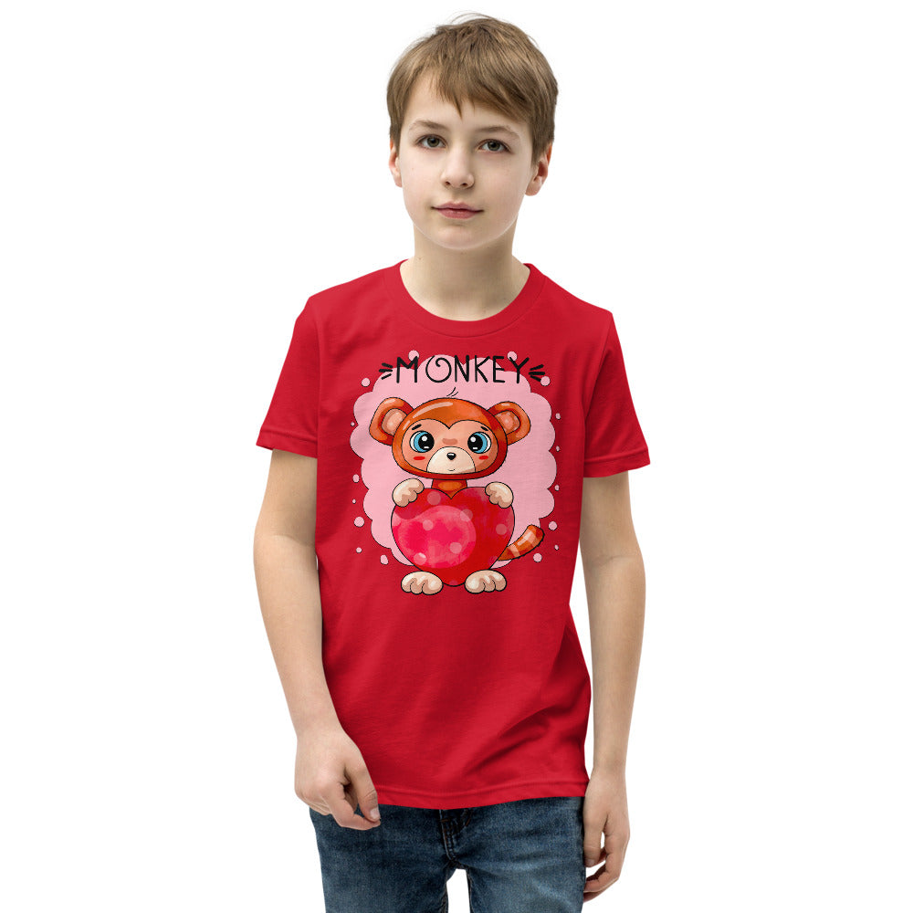 Funny Monkey with Heart, T-shirts, No. 0433