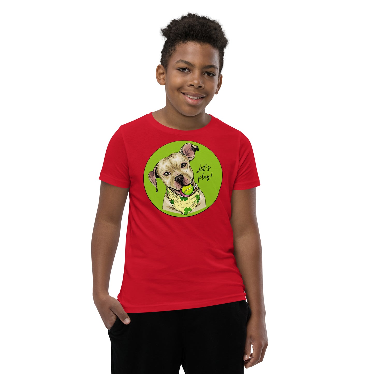 Funny American Pit Bull Terrier Dog with Tennis Ball T-shirt, No. 0558