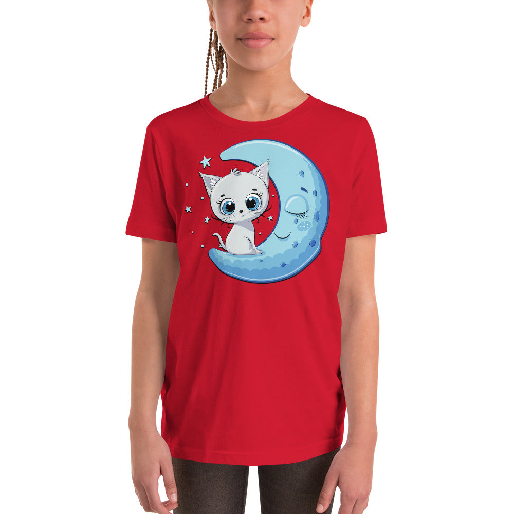 Funny Baby Cat Sitting on Moon T-shirt, No. 0245