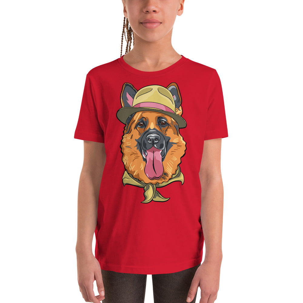 Cute German Shepherd Dog with Hat T-shirt, No. 0202