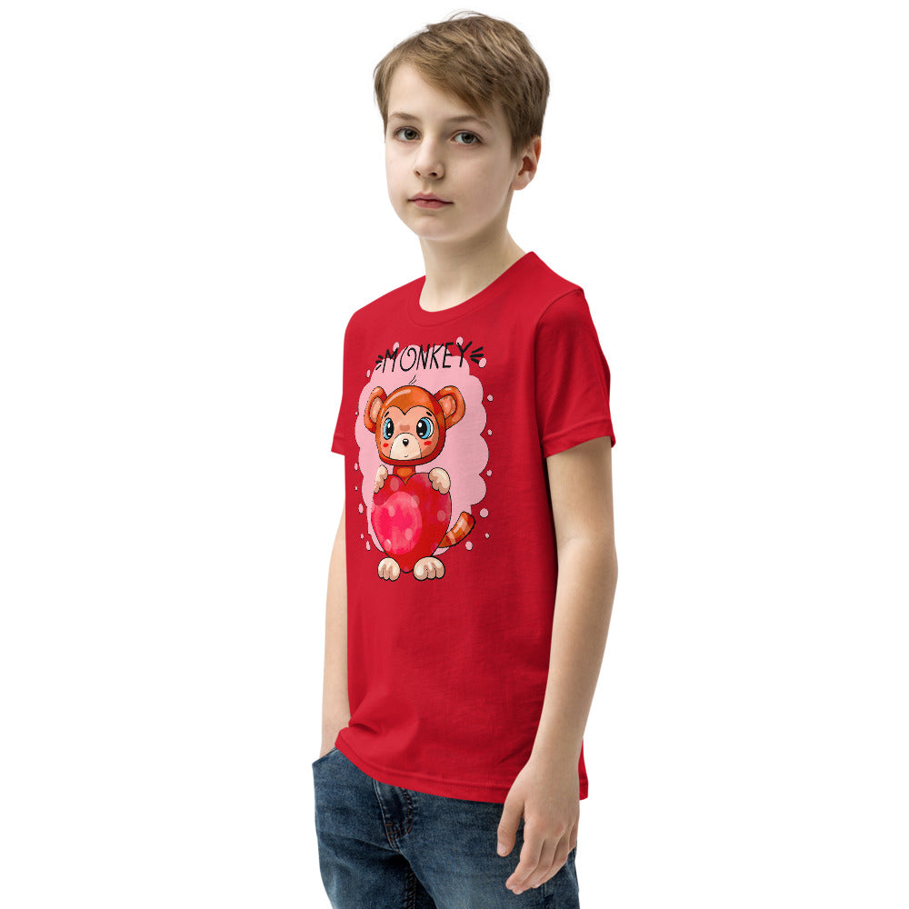 Funny Monkey with Heart, T-shirts, No. 0433