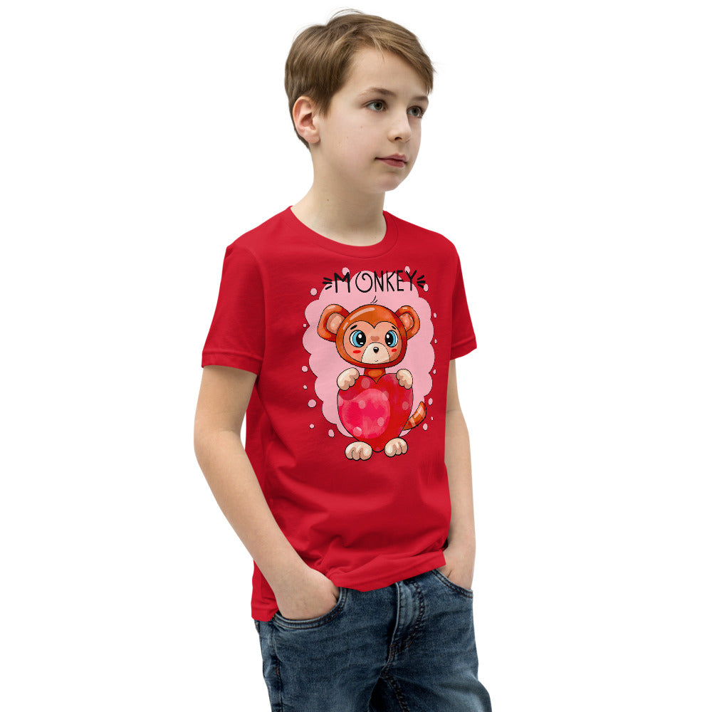 Funny Monkey with Heart, T-shirts, No. 0433