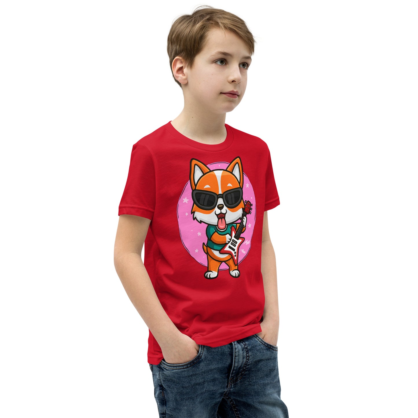 Cute Corgi Dog Playing Guitar T-shirt, No. 0288