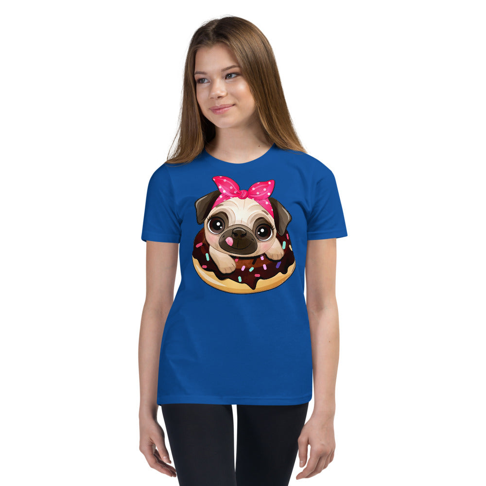 Funny Pug Dog Inside Donut, T-shirts, No. 0437