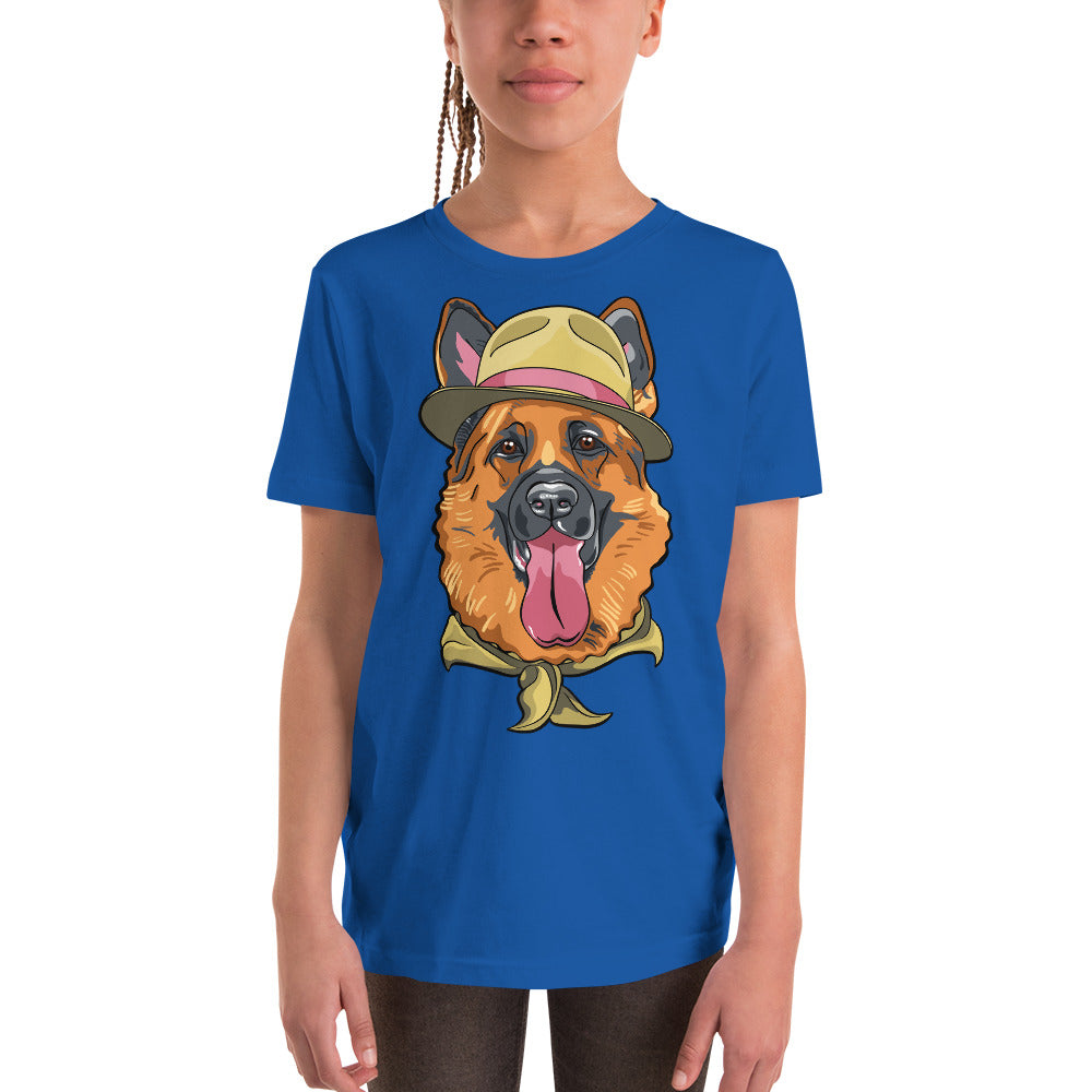 Cute German Shepherd Dog with Hat T-shirt, No. 0202