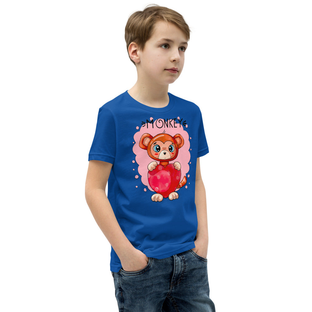 Funny Monkey with Heart, T-shirts, No. 0433