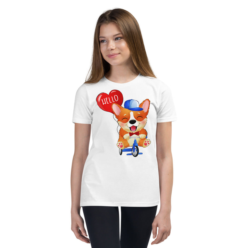 Happy Corgi Dog Riding Bicycle, T-shirts, No. 0057