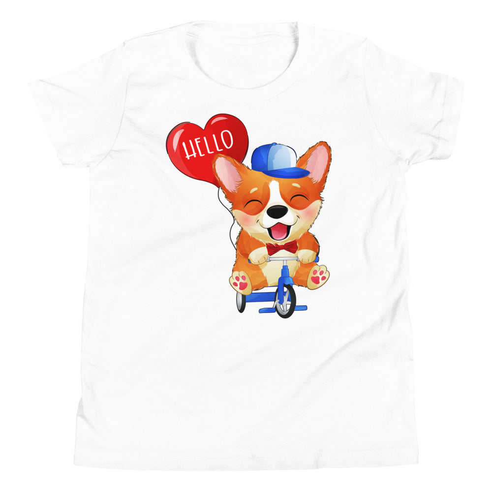 Happy Corgi Dog Riding Bicycle, T-shirts, No. 0057